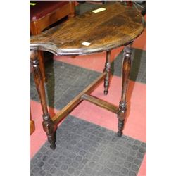 WOOD HALF MOON TEA TABLE SOLD W SEWING BENCH