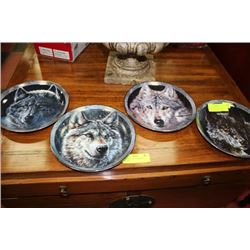 SET OF 4 MYSTIC SPIRIT WOLF PLATES NO CERTIFICATES