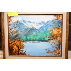 ESTATE 1979 OIL CANVAS IN WOOD FRAME "LONG PEAK &