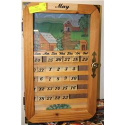 PERPETUAL WOODEN WALL CALENDAR IN SHADOWBOX