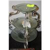 Image 1 : 3 TIERED FROSTED GLASS AND METAL FRUIT/CONDIMENT/