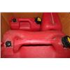 Image 1 : BOX W/ 3 RED GAS CANS