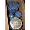 Image 1 : CANDY DISH & 3 CERAMIC CANNISTERS
