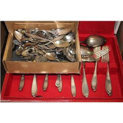 SILVERPLATE CUTLERY WITH CASE AND SMALL BOX OF