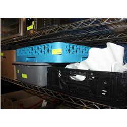 4 BINS/BOXES GLASSWARE AND SHELLS