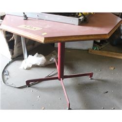 OCTAGANAL WOOD TOP PEDESTAL TABLE X 3