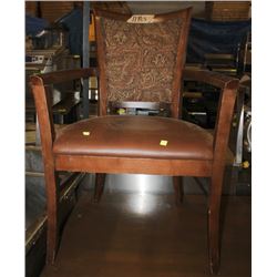WOOD LEATHER SEAT ARM CHAIR X 11