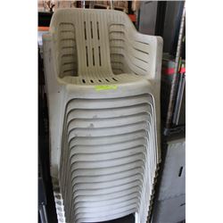 18 WHITE PLASTIC PATIO CHAIRS