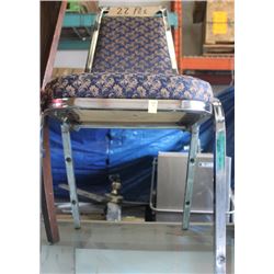 BLUE FABRIC CHROME LEG CHAIR X 22