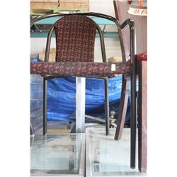 BROWN FABRIC SEAT CHAIR WITH METAL FRAME X 40