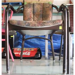 FABRIC SEAT METAL FRAMED ARM CHAIR X 2