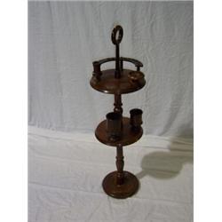 MAHOGANY SMOKERS STAND, with turned stem and two tiers 60 - 80...