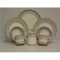 CROWN DERBY TEASET,comprising of 8 side plates,8 saucers,8 cups,2 sandwich plates,one jug,one slo...
