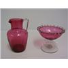 Image 1 : CRANBERRY GLASS JUG,with clear handle 40 - 60...