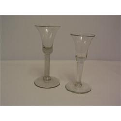 WINE GLASS,with bell bowl on plain stem together with wine glass with bell bowl on multi twist st...