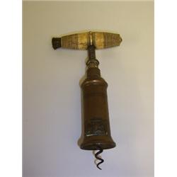 DOUBLE-ACTION CORKSCREW,with bone handle and brass barrel,together with applied plaque 'Dowler'C1...