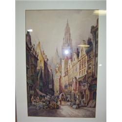 FRAMED WATERCOLOUR,depicting continental street scene. CJ Keats 300 - 500...