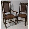Image 1 : SET OF 8 OAK DINING CHAIRS,with barley twist supports, Bergere backs and pads. Circa 1920 + 700 -...