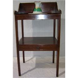 GEORGIAN MAHOGANY WASHSTAND,with raised gallery back with shelf and single drawer with an additio...