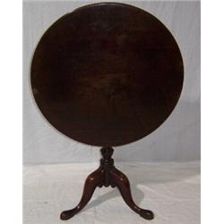 GEORGIAN MAHOGANY SNAP TOP TABLE,with circular top turned column and raised tripod base 180 - 220...