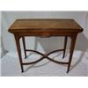 Image 1 : EDWARDIAN ROSEWOOD CARD TABLE,top with a central floral motif with similar banded edge, on taperi...