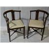 Image 1 : PAIR OF EDWARDIAN CORNER CHAIRS,with box strung inlay on straight tapering legs and crossed stret...
