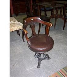 UNUSUAL EDWARDIAN SWIVELLING CHAIR,with cast iron base,believed to be from a ship 80 - 100...