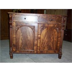 VICTORIAN MAHOGANY CHIFFONIER,with two drawers over two doors with scrolled and reeded plasteres...