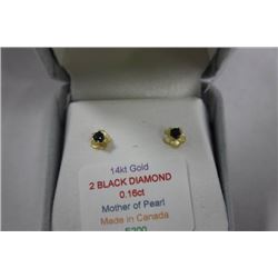 14K GOLD BLACK DIAMOND (0.16ct) EARRINGS