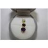 Image 1 : 10K GOLD PERIDOT, GARNET & AMETHYST PENDANT