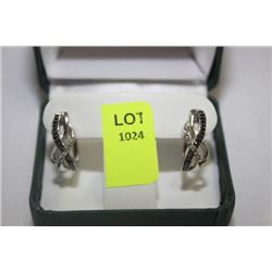 STERLING SILVER BLACK AND WHITE DIAMOND EARRINGS