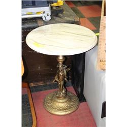 VINTAGE MARBLE AND BRASS PLANT STAND