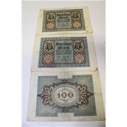3 1920 GERMAN HUNDRED MARKS BANKNOTE