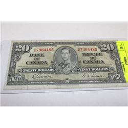 1937 CANADA 20 DOLLARS BANKNOTE