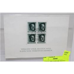GERMAN WW-II HITLER UNCUT 4 STAMPS