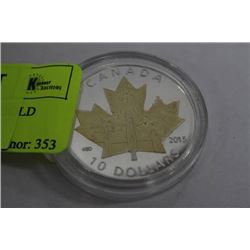 2015 CANADA 10 DOLLARS GOLD PLATED COIN