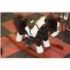 Image 1 : PLUSH PINTO ROCKING HORSE WITH LEATHER SADDLE