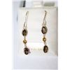Image 1 : 9K GOLD SMOKEY QUARTZ & CITRINE DROP EARRINGS