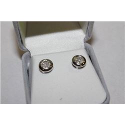 STERLING SILVER DIAMOND EARRINGS .15CT