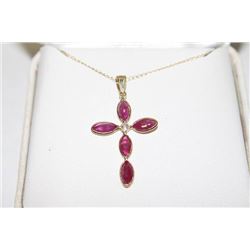 14K GOLD RUBY 2.0CT AND DIAMOND PENDANT NECKLACE