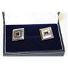 Image 1 : STERLING SILVER GARNET CUFFLINKS