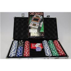 POKER SET SOLD WITH CARD SHUFFLER