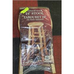 NEW IN BOX 24" TALL NATURAL WOOD STOOL