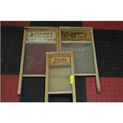 3 VINTAGE WASHBOARDS