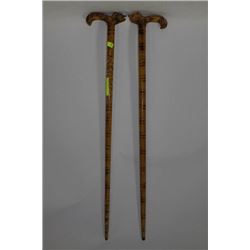 2 WOOD-CARVED CANES