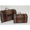 Image 1 : 2 SMALL WOOD & LEATHER TRUNKS