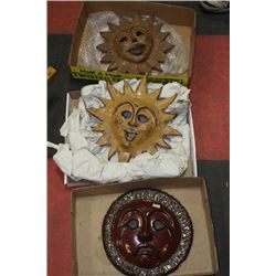 3 HANDMADE SUN FACES X3