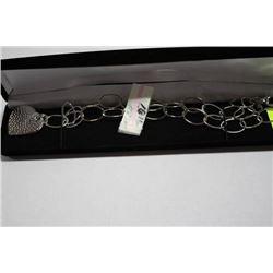 STERLING 925 SILVER NECKLACE 18" LONG HEART TRIM