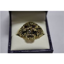 MENS GOLD TONE TIGER RING