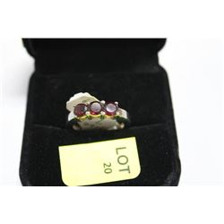 STERLING 925 SILVER GARNET 3 STONES SZ 7